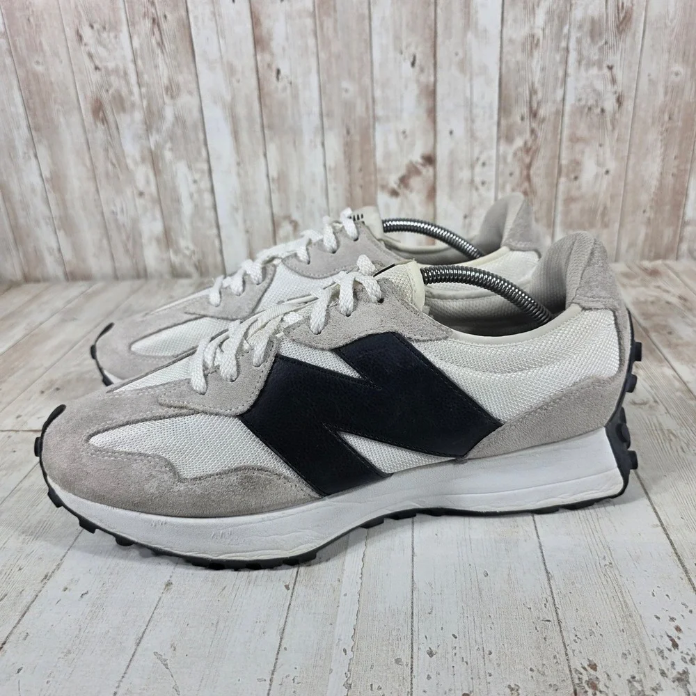 New Balance 327 Mens Moonbeam Black Suede Mesh Sneakers MS327CWB Size 12_4